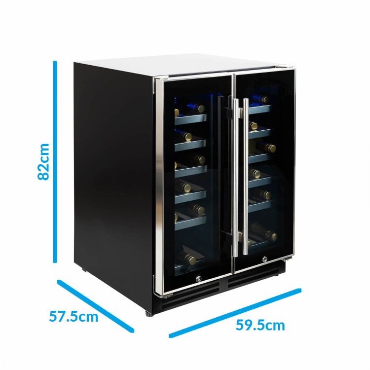 electriQ 36 Bottle Capacity Full Range Dual Zone Under Counter Wine Cooler - Black