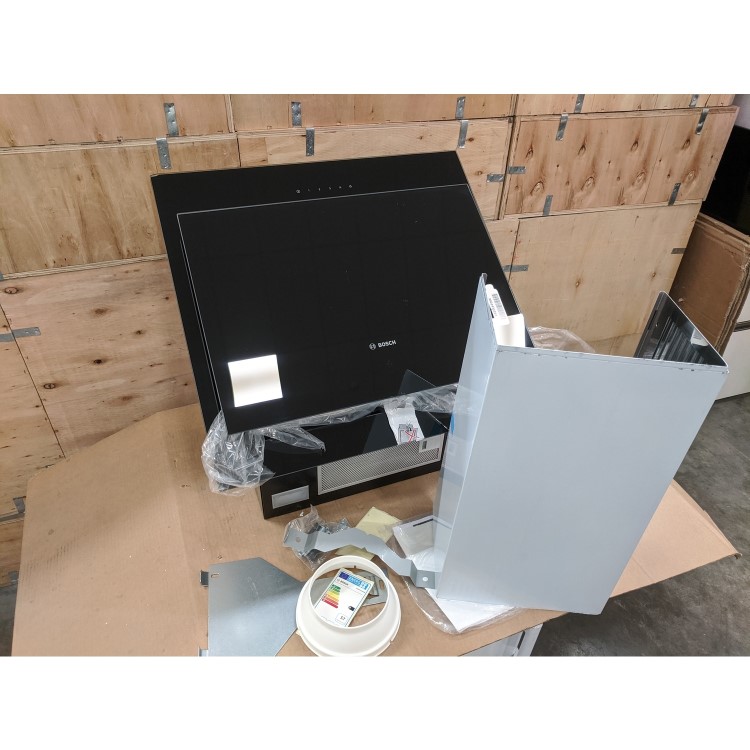 Refurbished Bosch Serie 4 DWK67CM60B 60cm Touch Control Angled Chimney Cooker Hood Black