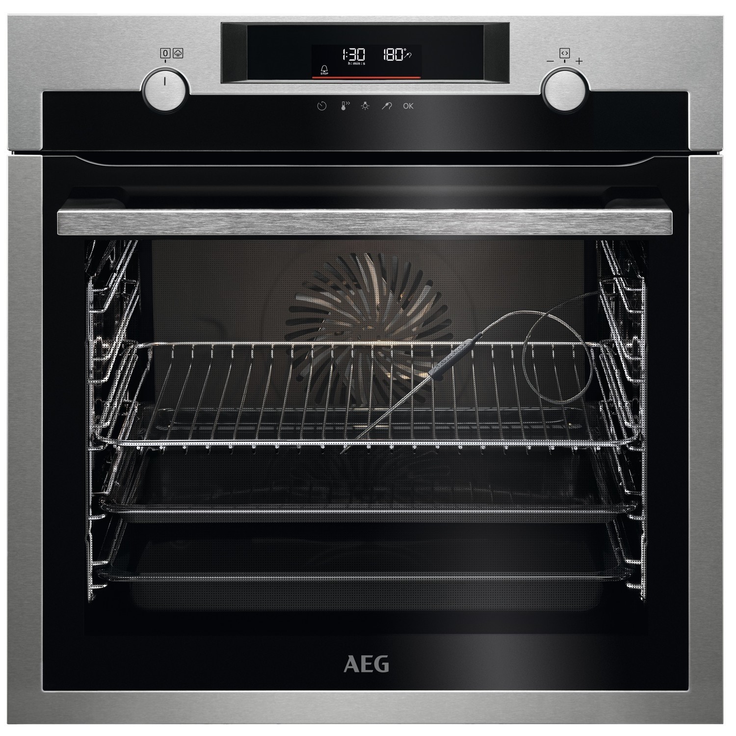 AEG 6000 Electric Single Oven with Food Sensor Stainless Steel