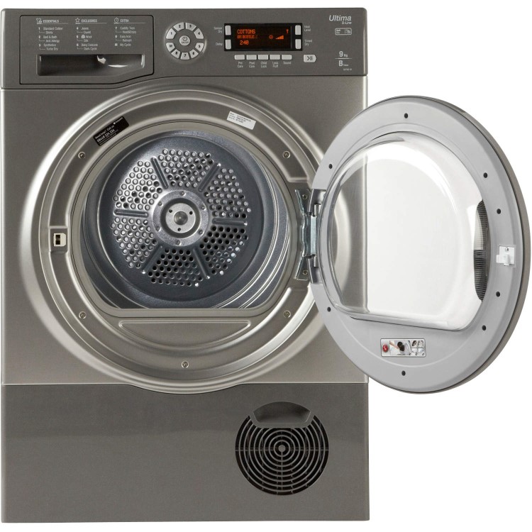 GRADE A1 - Hotpoint SUTCD97B6GM Ultima 9kg Freestanding Condenser Tumble Dryer-Graphite
