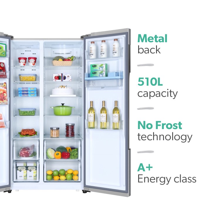 GRADE A2 - Haier HRF-522WS6 Side-by-side American Fridge Freezer With Non-Plumbed Water Dispenser - Silver