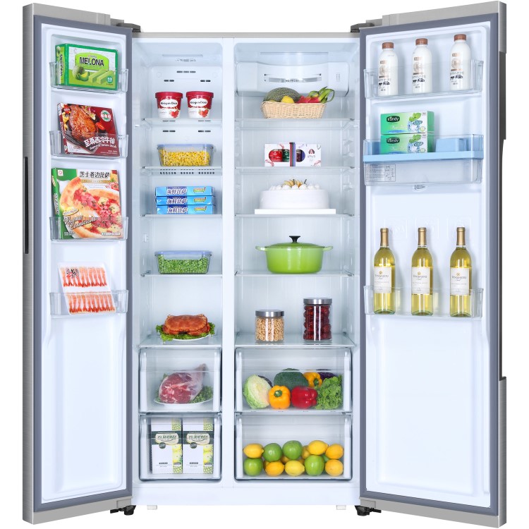 GRADE A2 - Haier HRF-522WS6 Side-by-side American Fridge Freezer With Non-Plumbed Water Dispenser - Silver