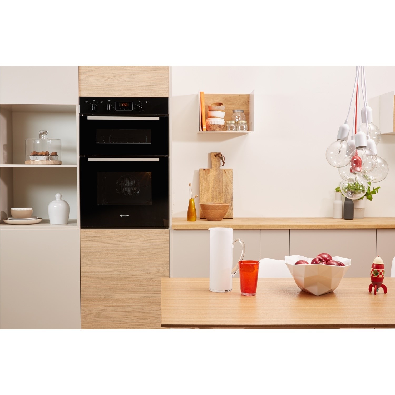 Indesit Aria Electric Built In Double Oven Black IDD6340BL