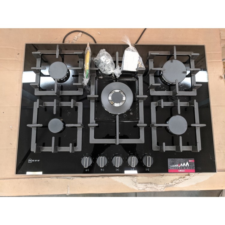 Refurbished Neff N70 T27CS59S0 75cm 5 Burner Gas on Glass Gas Hob Black