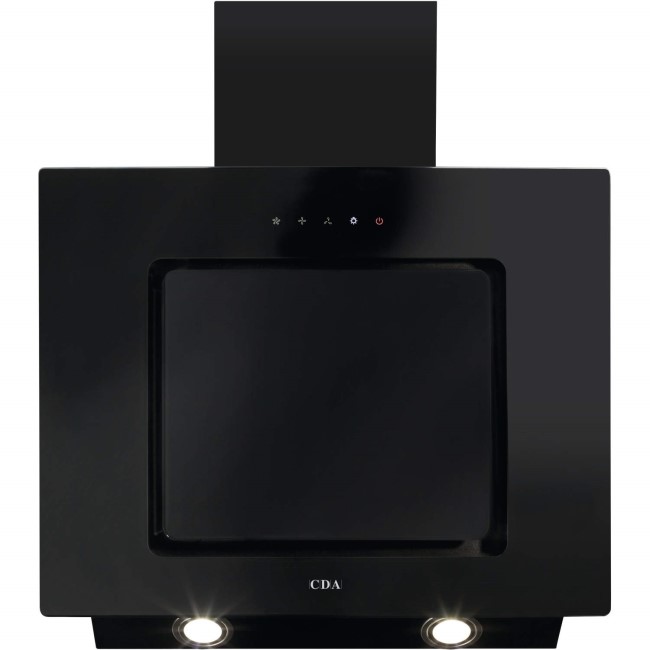 CDA 60cm Angled Chimney Cooker Hood with Touch Controls - Black