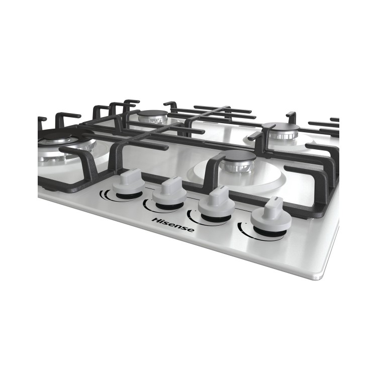 Hisense 60cm 4 Burner Gas Hob with Wok Burner - Stainless Steel