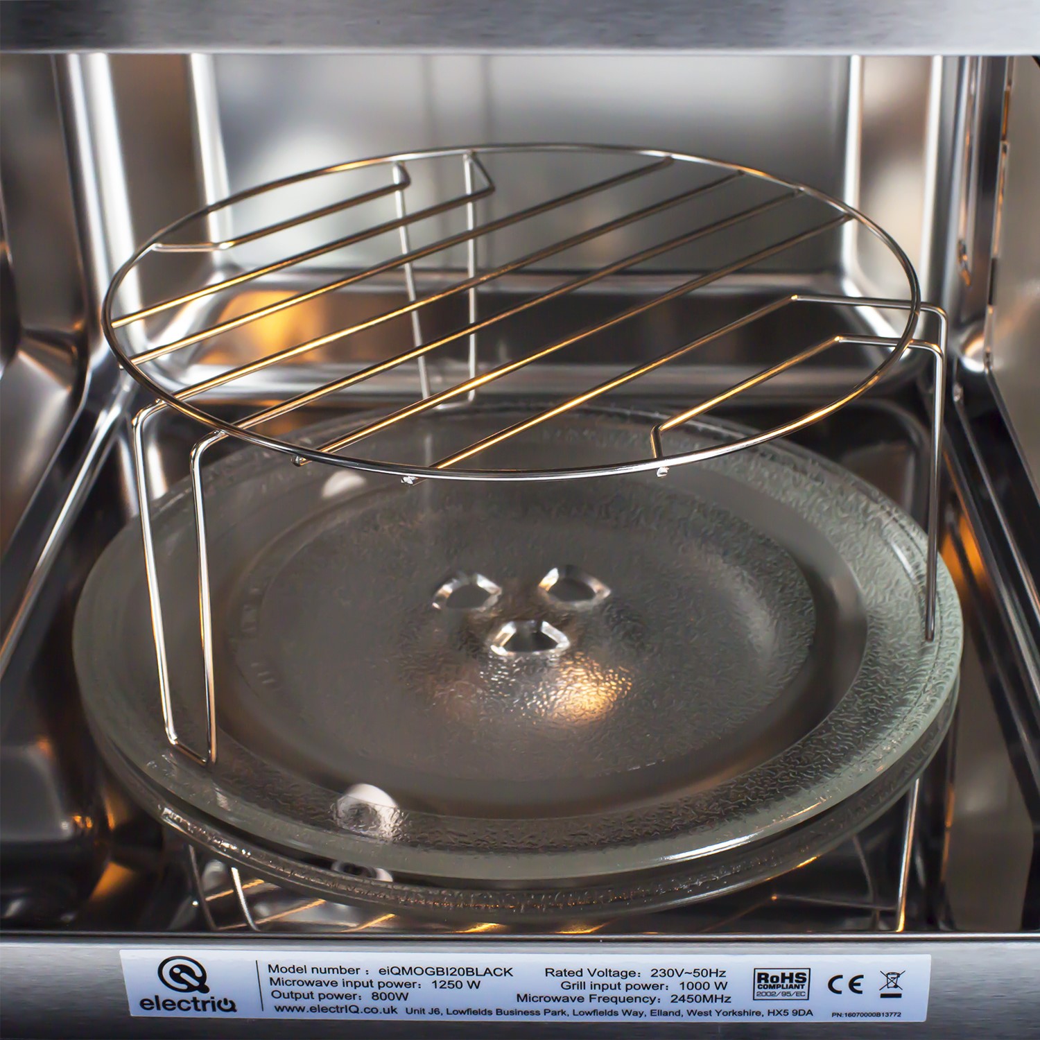 electriQ 20L 800W Black BuiltIn Microwave with Grill eiQMOGBI20BLACK Appliances Direct