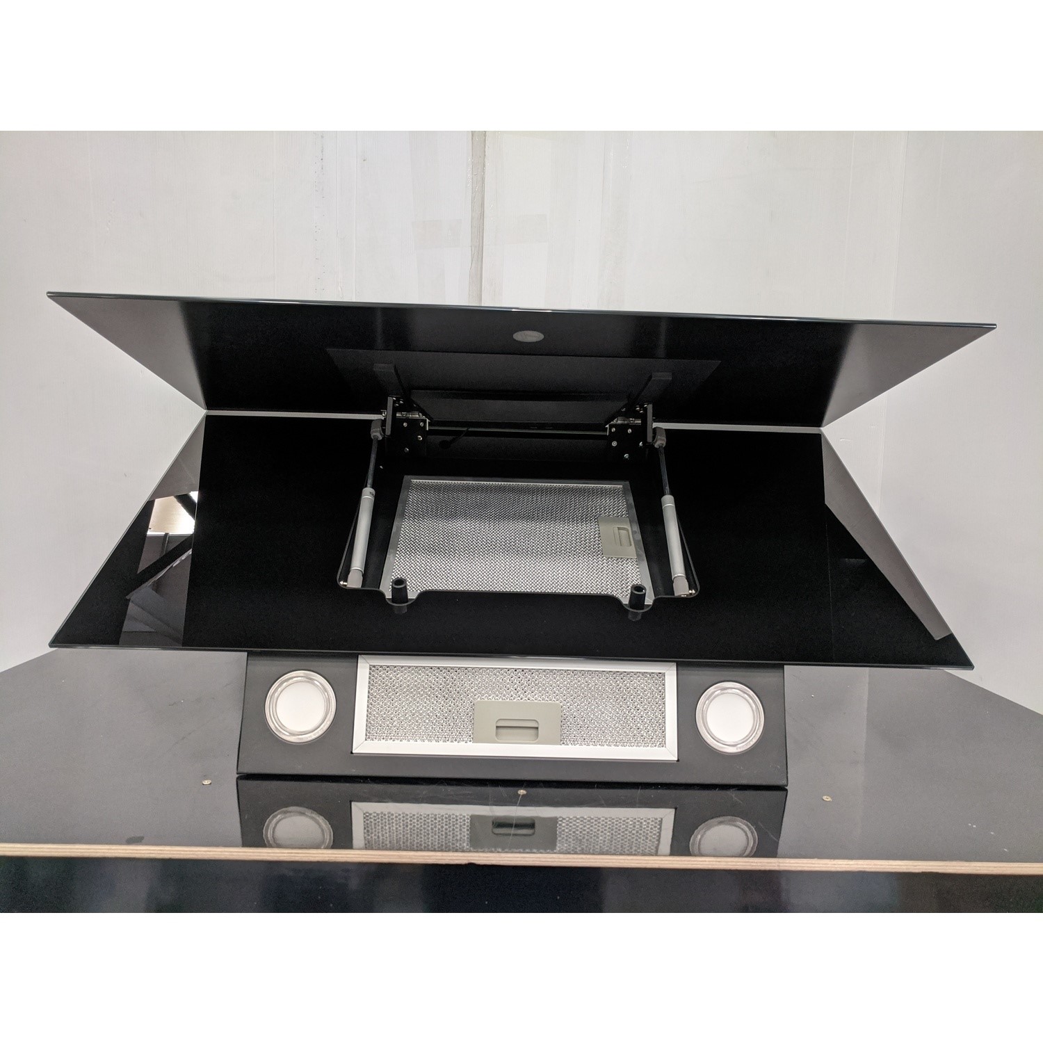 Refurbished Hoover HDG9DCK3B 90cm Angled Cooker Hood Black Glass