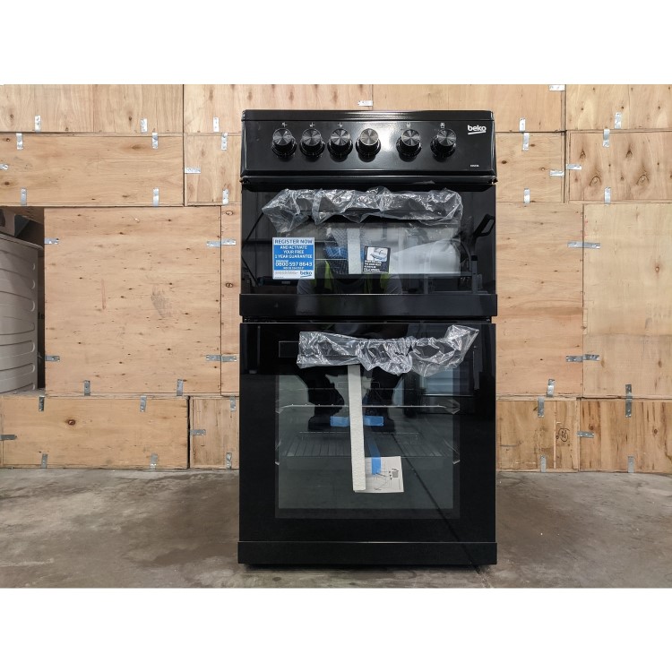 Refurbished Beko KD533AK 50cm Double Cavity Electric Cooker Black
