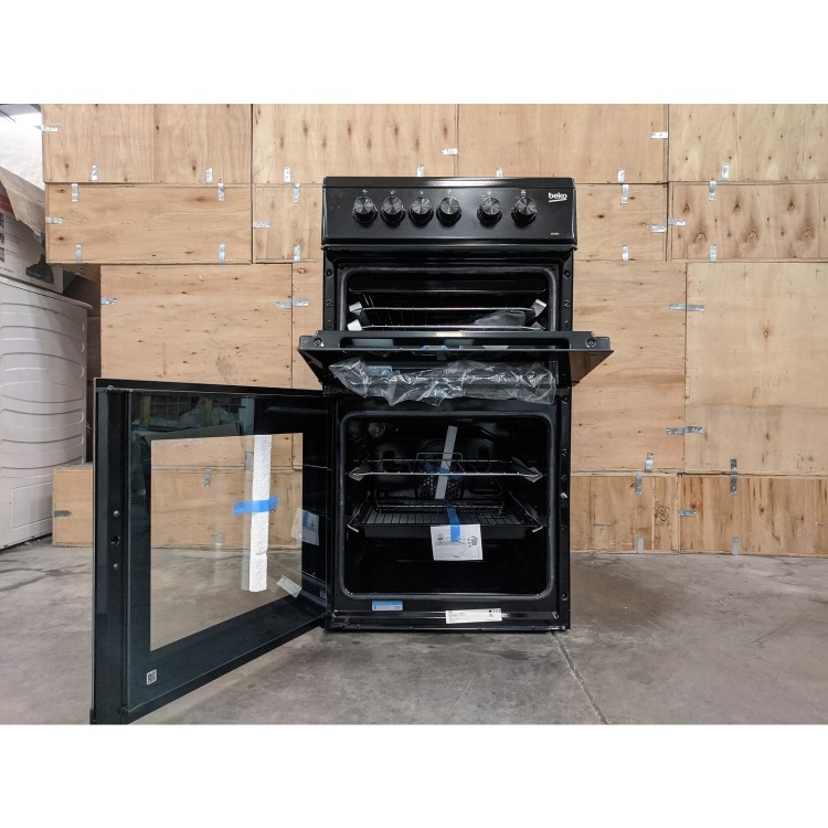Refurbished Beko KD533AK 50cm Double Cavity Electric Cooker Black