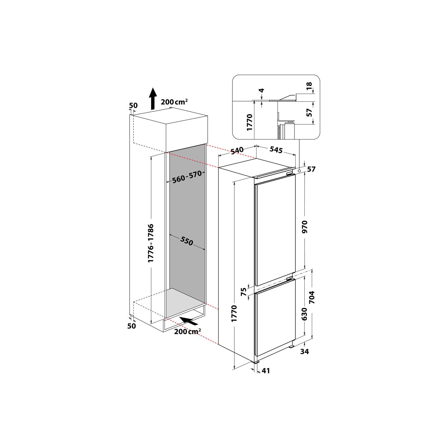 Hotpoint 255 Litre 70/30 Integrated Fridge Freezer HMCB70301UK