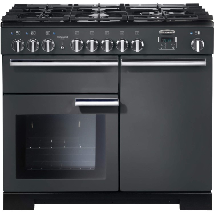 Refurbished Rangemaster Professional Deluxe PDL100DFFSLC 100cm Dual Fuel Range Cooker Slate Grey