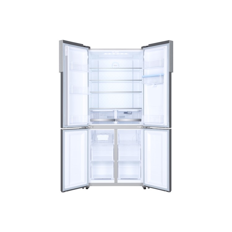 Refurbished Haier HTF-452WM7 Freestanding 452 Litre 70/30 Frost Free American Fridge Freezer Stainless Steel