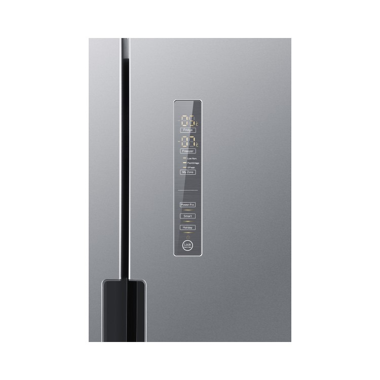 Refurbished Haier HTF-452WM7 Freestanding 452 Litre 70/30 Frost Free American Fridge Freezer Stainless Steel