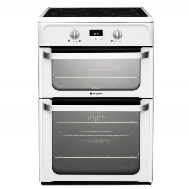 Hotpoint HUI612P Ultima 60cm Double Oven Electric Cooker with Induction Hob - White