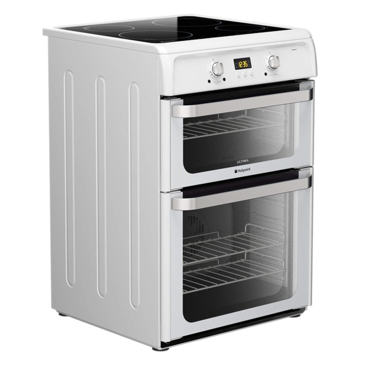 Hotpoint HUI612P Ultima 60cm Double Oven Electric Cooker with Induction Hob - White