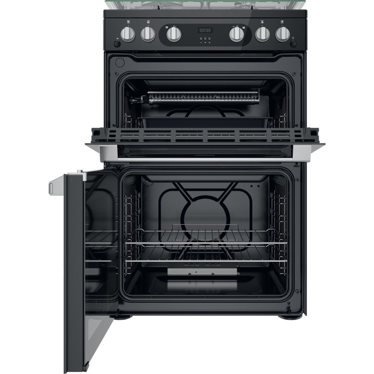 Refurbished Hotpoint HDM67G0C2CB 60cm Double Oven Gas Cooker