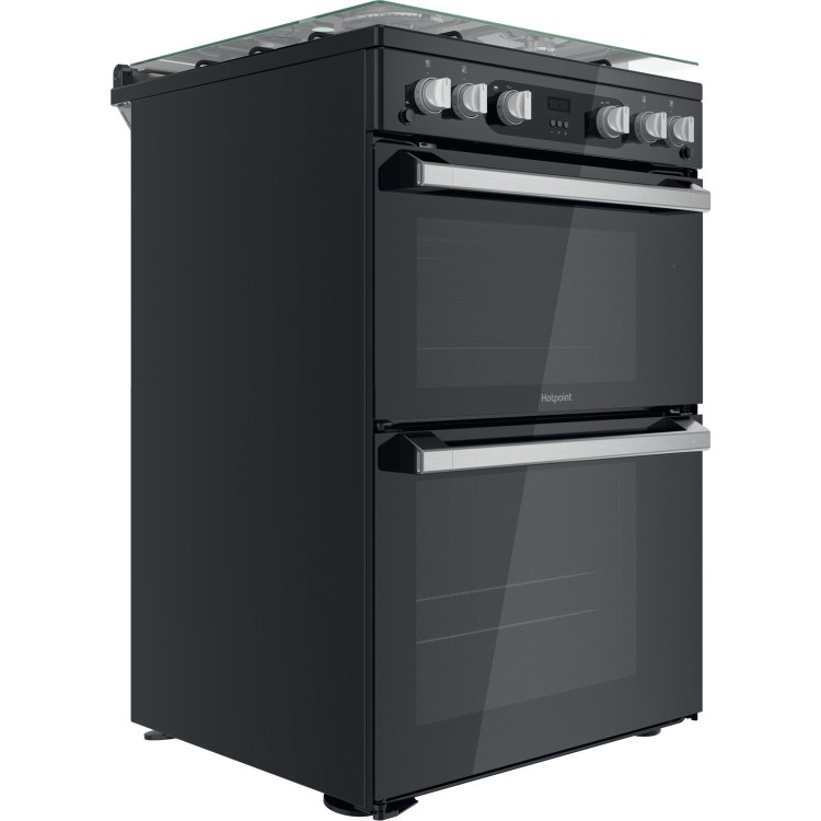 Refurbished Hotpoint HDM67G0C2CB 60cm Double Oven Gas Cooker