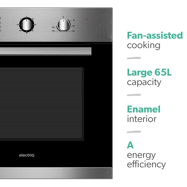 Refurbished electriQ EQOVENM2 65L Plug In Electric Fan Assisted Single Oven Stainless Steel