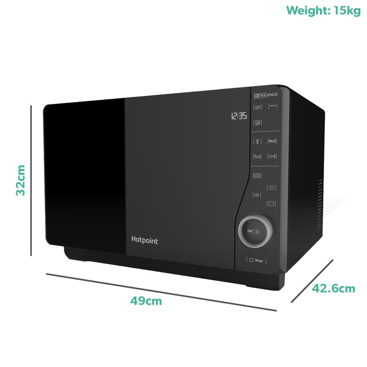 GRADE A2 - Hotpoint MWH2621MB Ultimate Collection 25L Flatbed Digital Microwave Oven - Black