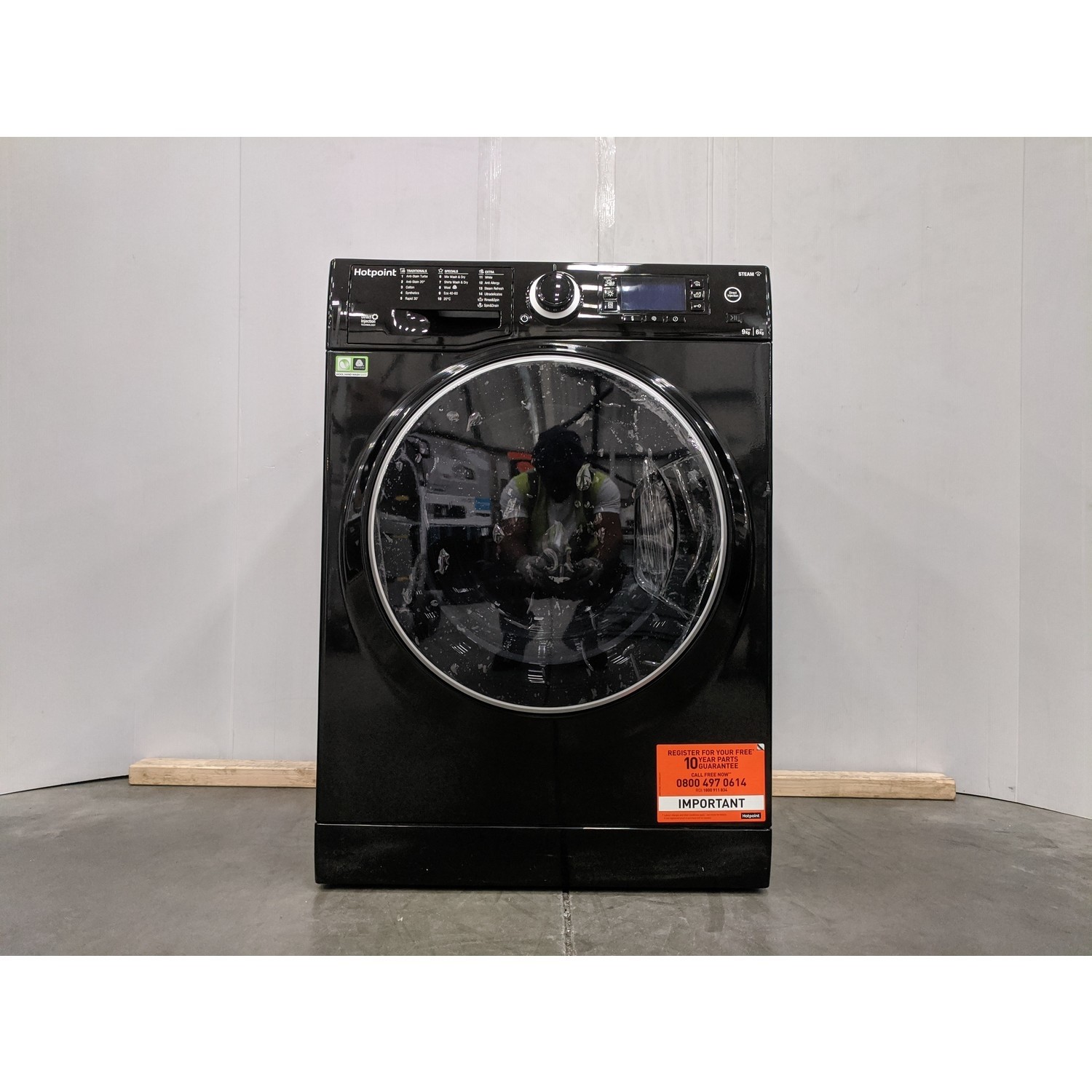 Refurbished Hotpoint RD966JKDUKN Freestanding 9 6KG 1600 Spin Washer Dryer Black 78327553 1 RD966JKDUKN Appliances Direct
