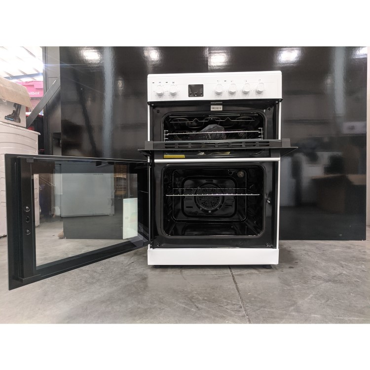 Refurbished electriQ EQEC60W4 60cm Double Cavity Electric Cooker with Ceramic Hob White