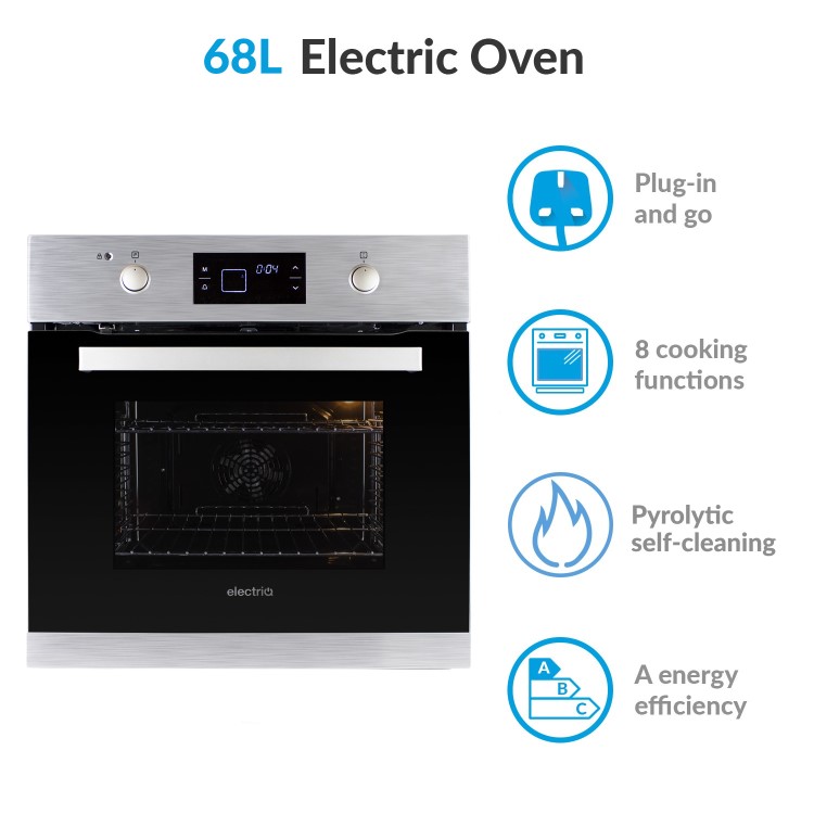 electriQ Plug In Self Cleaning Electric Single Oven - Stainless Steel