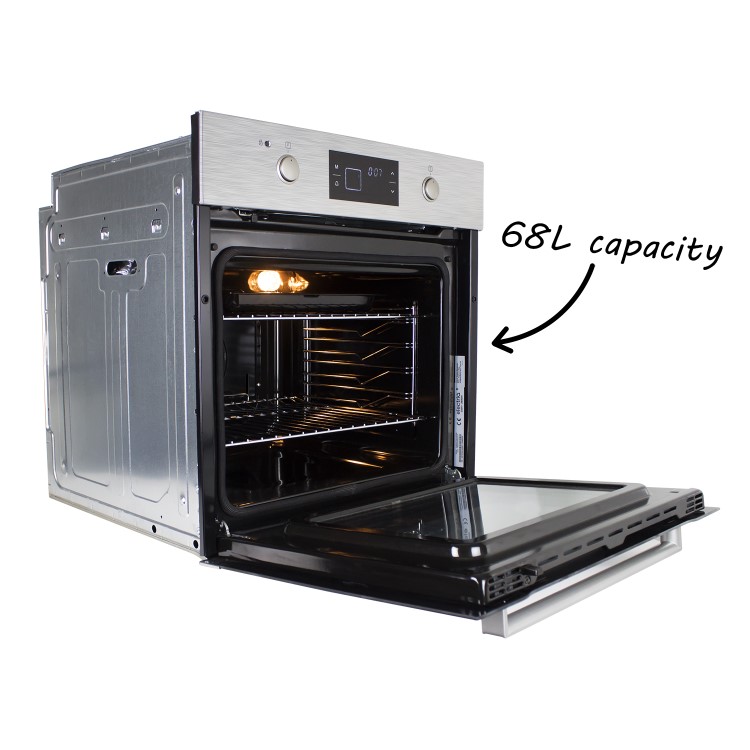 Refurbished electriQ EQBIOPYROVSTEEL 60cm Single Built In Electric Oven Stainless Steel