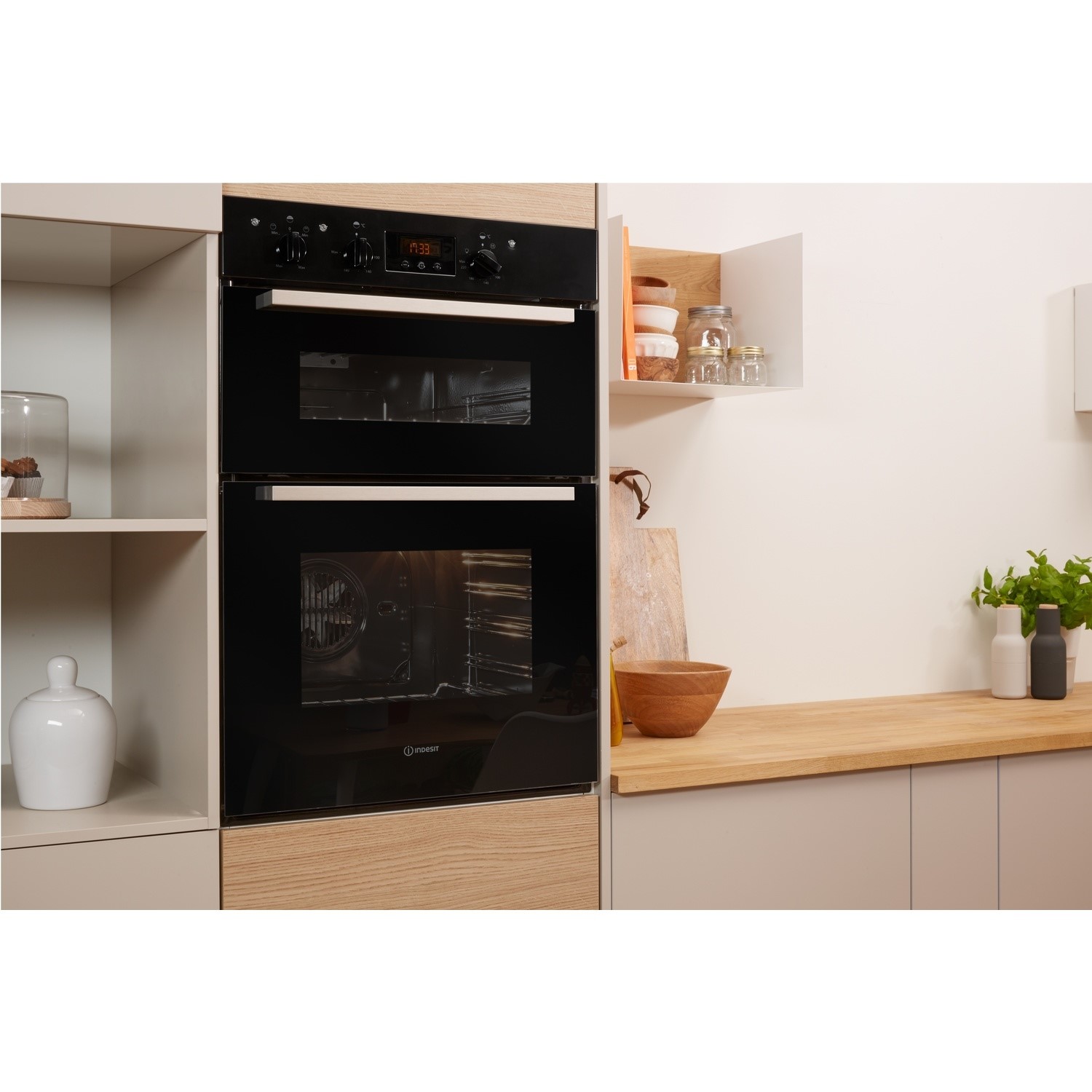GRADE A2 Indesit IDD6340BL Aria Electric Built In Double Oven Black