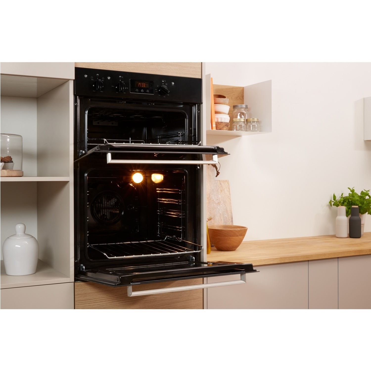 GRADE A2 Indesit IDD6340BL Aria Electric Built In Double Oven Black