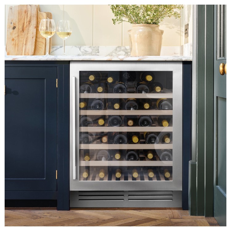 Caple Classic 52 Bottle Single Zone Under Counter Freestanding Wine Cabinet - Stainless Steel