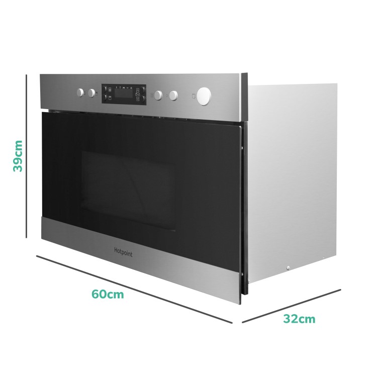Refurbished Hotpoint MN314IXH Built In 22L with Grill 750W Microwave Stainless Steel