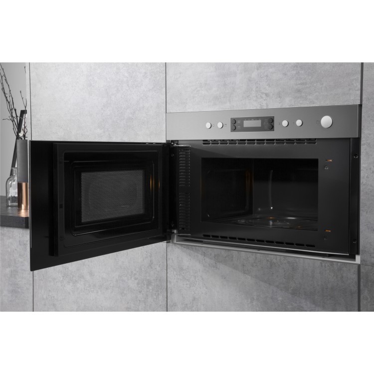 Refurbished Hotpoint MN314IXH Built In 22L with Grill 750W Microwave Stainless Steel
