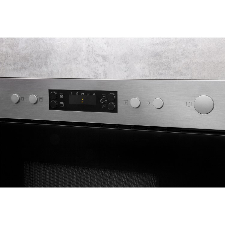 Refurbished Hotpoint MN314IXH Built In 22L with Grill 750W Microwave Stainless Steel