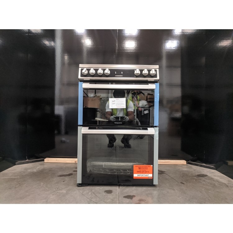 Refurbished Hotpoint HDT67V9H2CX 60cm Double Oven Electric Cooker with Ceramic Hob Stainless Steel