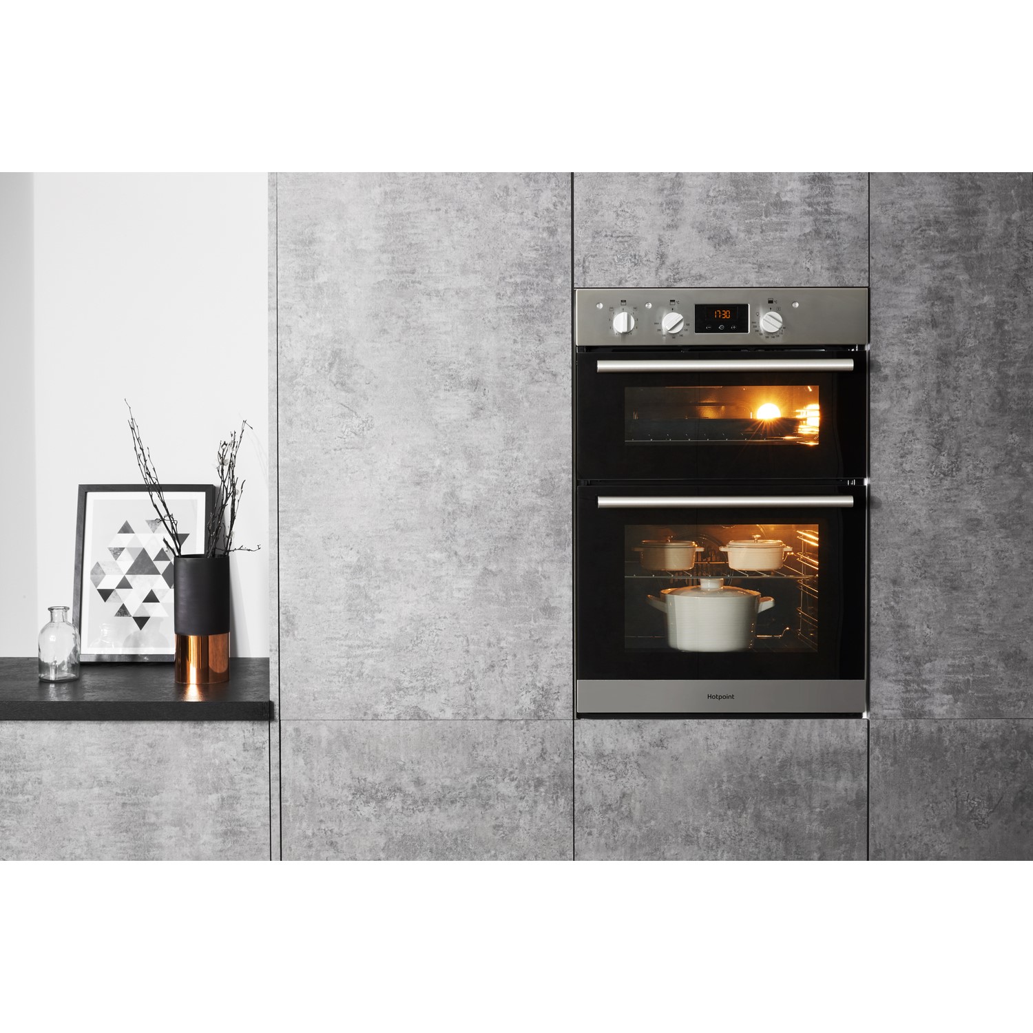 Hotpoint Newstyle Electric Built In Double Oven Stainless Steel