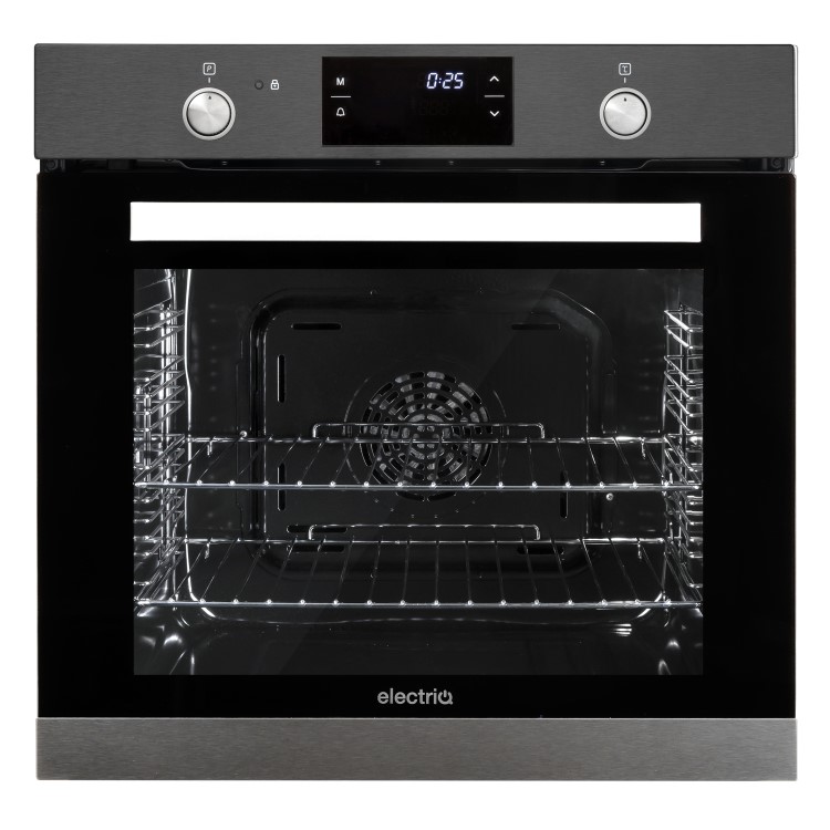 Refurbished electriQ EQBIOPYROVINOX 60cm Single Built In Electric Oven Grey