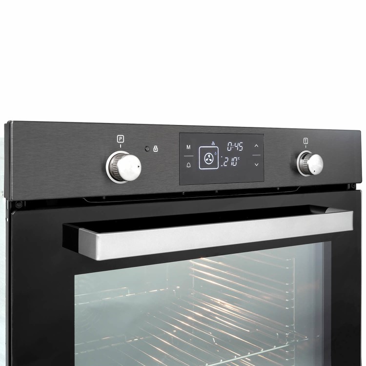 Refurbished electriQ EQBIOPYROVINOX 60cm Single Built In Electric Oven Grey