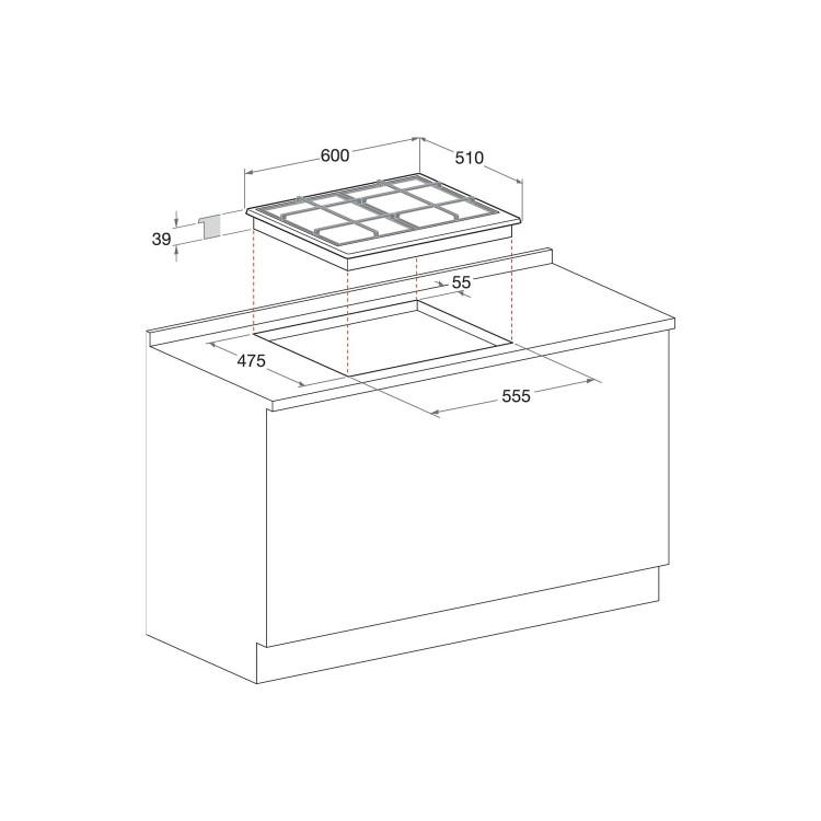 Refurbished Hotpoint PCN642HBK 59cm 4 Burner Gas Hob Black