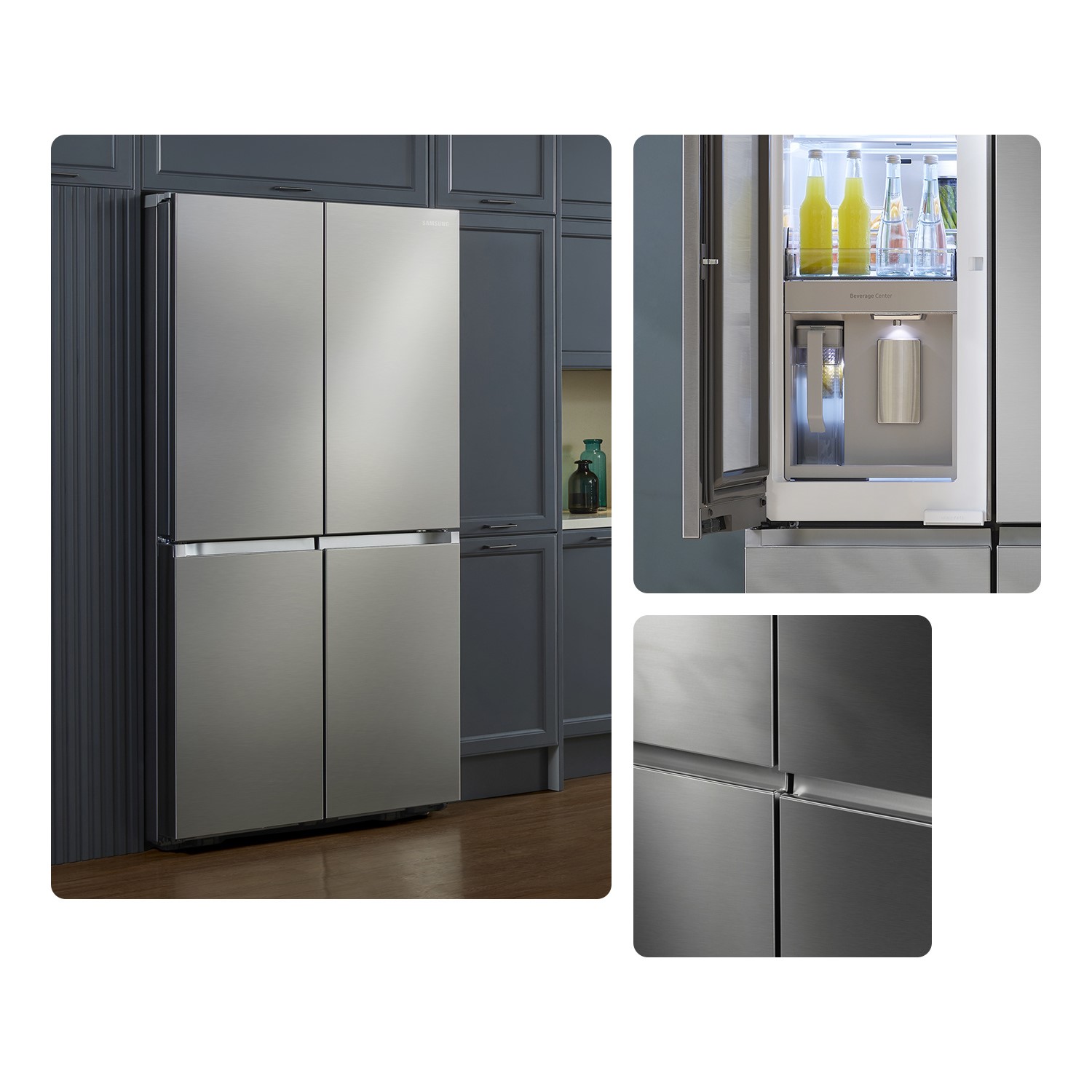 Samsung 647 Litre Four Door American Fridge Freezer With Beverage Centre Refined Inox