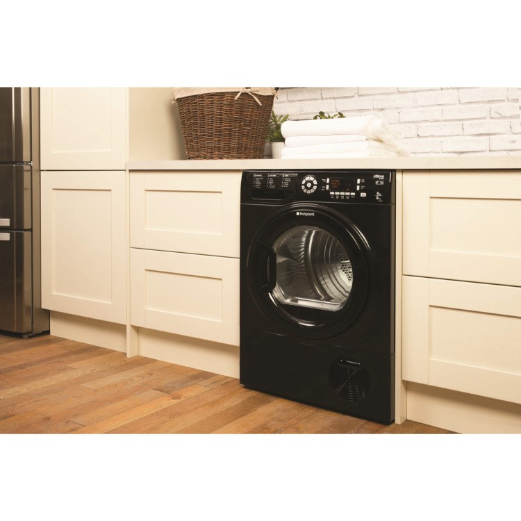 Refurbished Hotpoint Ultima SUTCD97B6KM Freestanding Condenser 9KG Tumble Dryer Black