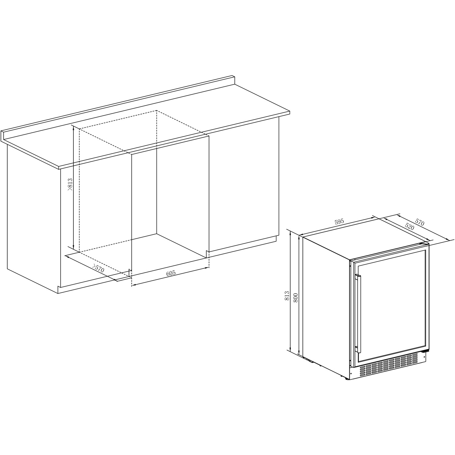 CDA 46 Bottle Capacity Freestanding Under Counter Wine Cooler Black