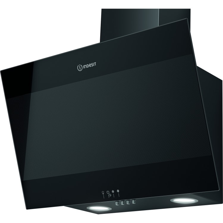 GRADE A2 - Indesit IHVP66LMK 60cm Angled Glass Cooker Hood - Black