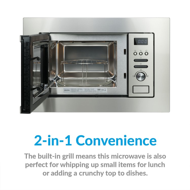 electriQ Built-In 800W Microwave with Grill - Stainless Steel