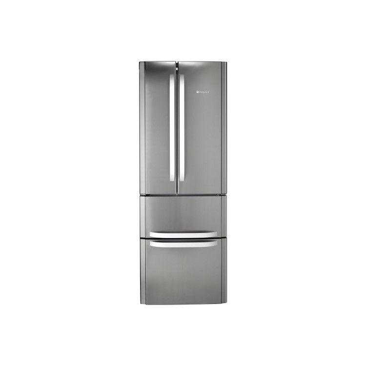 Refurbished Hotpoint FFU4DX1 Quadrio 70cm Wide Frost Free Freestanding Fridge Freezer - Stainless Steel