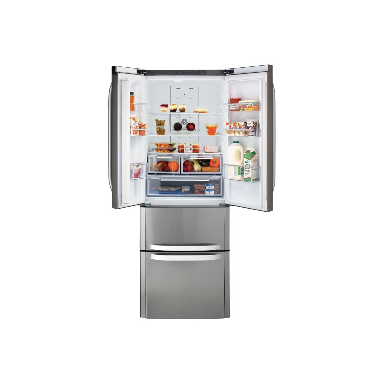 Refurbished Hotpoint FFU4DX1 Quadrio 70cm Wide Frost Free Freestanding Fridge Freezer - Stainless Steel