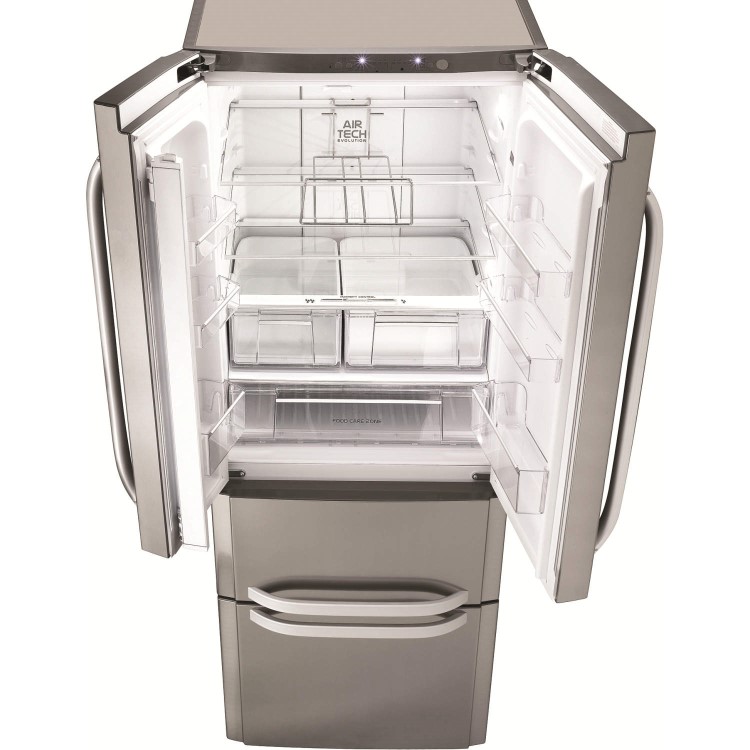 Refurbished Hotpoint FFU4DX1 Quadrio 70cm Wide Frost Free Freestanding Fridge Freezer - Stainless Steel