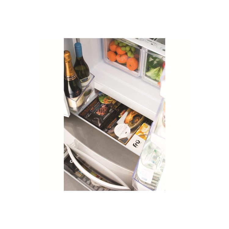 Refurbished Hotpoint FFU4DX1 Quadrio 70cm Wide Frost Free Freestanding Fridge Freezer - Stainless Steel