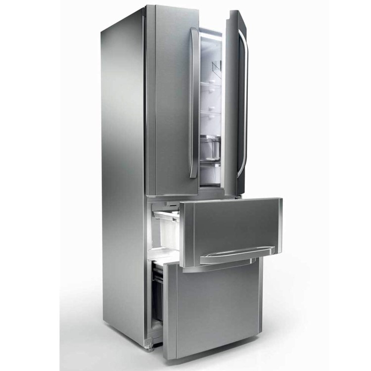 Refurbished Hotpoint FFU4DX1 Quadrio 70cm Wide Frost Free Freestanding Fridge Freezer - Stainless Steel