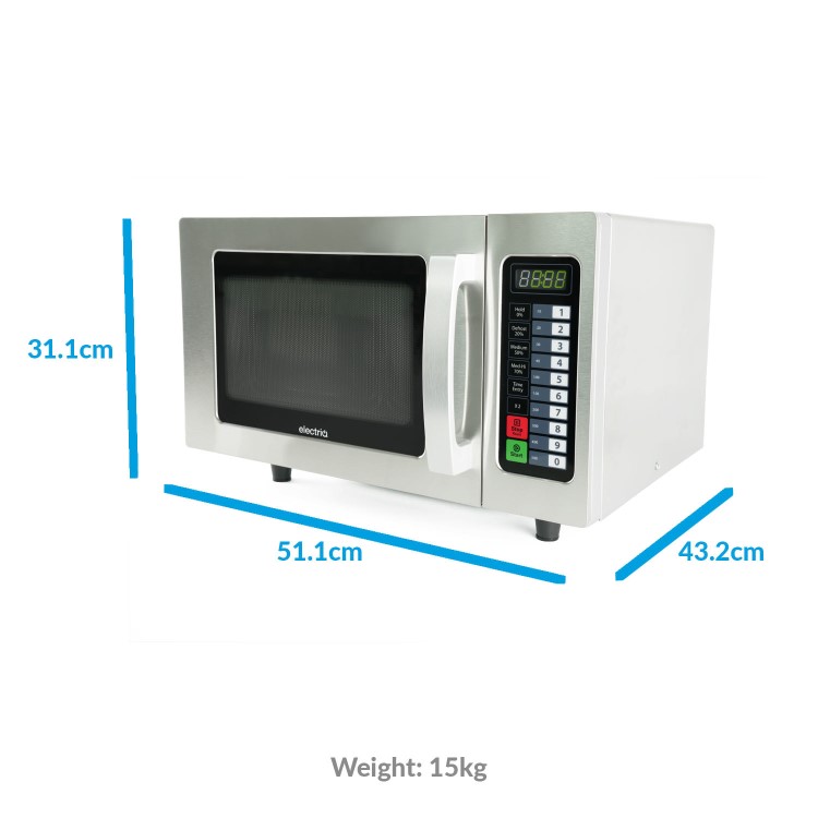 Refurbished electriQ EIQMWCOM25 25L 1000W Programmable Commercial Kitchen Freestanding Microwave for Catering